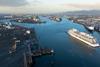 The image shows an aerial shot of Belfast Harbour