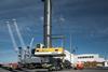 The Liebherr LHM 600 port crane on the quayside