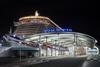 The image shows ABP's Southampton’s iconic Ocean Terminal lit up at night