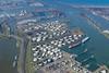 An overhead shot of the Port of Rotterdam