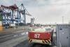 AGVs powered by lithium-ion batteries are in action at HHLA Container Terminal Alternwerder (CTA) Photo: HHLA / Nele Martensen