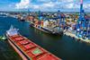 The image shows vessels calling at the port