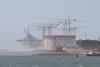 A view of the terminal storage tanks at Gate LNG Terminal  while under construction. Photo by Peter Barker.