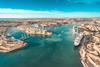 A wide angle shot of the Grand Harbour, Port of Valletta, Malta