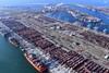 The image shows an overhead shot of the Maasvlakte Haven at the Port of Rotterdam