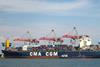 The port of Odessa with CMA-CGM's 'Debussy' at berth