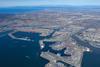 Pictured is an aerial short of the Port of Long Beach