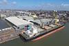 Render of steel facilities at a port