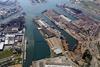 Aerial view of the commercial port in Venice Marghera