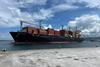 Container ship at Rabaul Port in PNG