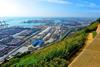 An aerial shot of the Port of Barcelona