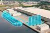 CGI impression of CCS transport and storage infrastructure in a port