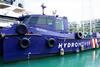 Hydromover electric cargo vessel at the Port of Singapore