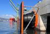 The image shows ShibataFender's cone fenders in action at Rio de Janeiro port