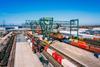 The image shows a Freightliner terminal