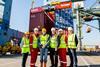 The BLOK Spreader allows for four empty shipping containers to be lifted and transported onto quaysides as a single block Photo: BCS