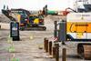 The image shows equipment at the quayside involved in the Skandia Gateway project