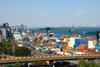 Trade and container movements have ceased at Ukrainian ports, pictured Odessa