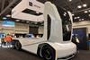A prototype of an einride self-driving truck on display