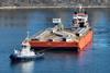 Bridge components being transport to the Ports of Stockholm by barge