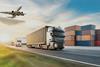 Truck, containers and aeroplane to signify the movement of freight