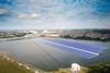 The picture shows a visualisation of the proposed floating solar array in Cavendish Dock, Barrow.