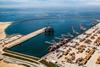 The image shows an overhead shot of South Africa's Port of Ngqura