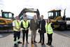 (l-r) Scott Edwards, port duty operations manager; Will Owen, port project engineer; Huw Jones, Jones Bros chair; Christian Grossie, Stena Line regional port development manager and Ita Baird, port manager