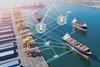 AI generated image showing ports, ships and data transfer