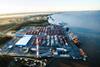 The photo shows an aerial vista of Wilson Sons' Tecon Rio Grande terminal