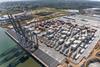 The photo shows an aerial shot of Ecuador's Port of Posorja