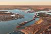 The image shows a overhead shot of the Port of Dampier