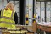 The image shows a Border Force agent inspecting shipping containers