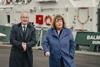 The picture shows Stuart Wallace (CEO Forth Ports) and Fiona Hyslop Cabinet Secretary for Transport