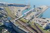 The image shows an overhead shot of the Ocean-Terminals at the Port of Halifax