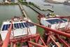 At APM Terminals Mumbai, India, solar panels have been installed on the roofs of Ship-to-Shore (STS) crane machine houses
