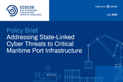 The image shows the front cover of the new NATO CCDCOE policy brief on port cyber security