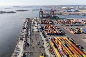 Port of Gothenburg from the air