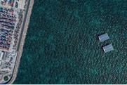 A photo a floating photovoltaic plant