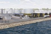 Rendering of a liquefied biogas facility at the Port of Gothenburg
