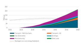 A diagram of the global demand for hydrogen and its derivatives as an energy carrier by sector