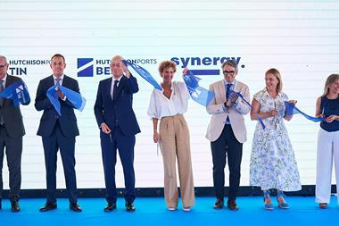 Members of Hutchison Ports celebrating the inauguration of a new Navarra terminal