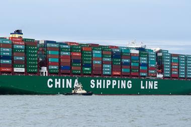 CSCL Globe arriving at Felixstowe, UK