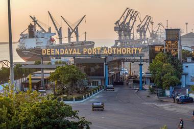Kandla Port pictured at sunset