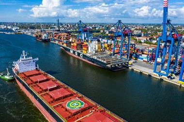 The image shows vessels calling at the port