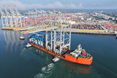 Large quay crane arriving at the Port of Southampton