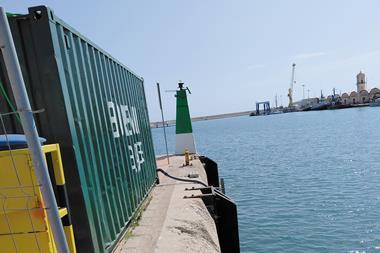 The Bioremed Algae system on the quayside of the Port of Gandia