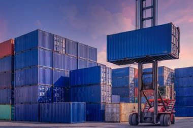 forklift at a container terminal