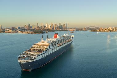 A cruise ship entering Sydney Harbour