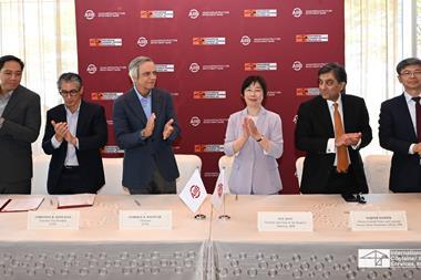 (l-r) Manuel F. Pascua, ICTSI CFO and CRO; Christian R. Gonzalez, ICTSI EVP; Enrique K. Razon Jr., ICTSI chair and president, Zou Jiayi, AIIB chair and president; Najeeb Haider, AIIB global director general, project and corporate finance clients; and Yong